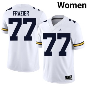 U-M Blake Frazier Official #77 College Football Women's White Jersey 257966-485