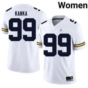 University of Michigan #99 Womens White College Football Limited Bobby Kanka Jerseys 812859-982