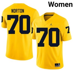U of M Womens Brady Norton Limited #70 College Football Maize Jerseys 702225-919