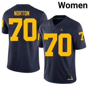 U-M College Football Women's #70 Brady Norton Game Navy Jersey 279351-934