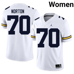 U-M #70 Brady Norton High School White College Football Womens Jerseys 824844-300