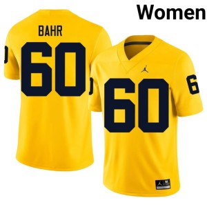 Michigan Wolverines Women's Brooks Bahr Game College Football Maize #60 Jerseys 640012-741