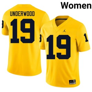 Wolverines College Football Womens Bryce Underwood Maize Stitched #19 Jerseys 531740-334