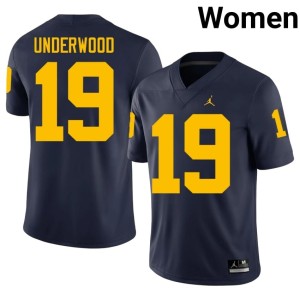 Michigan Womens Game Bryce Underwood College Football Navy #19 Jersey 586098-375