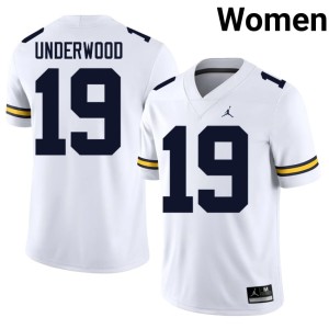 MICH College Football Bryce Underwood #19 Womens High School White Jersey 808876-116