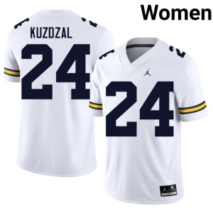 Wolverines Womens Bryson Kuzdzal College Football White Alumni #24 Jersey 274084-419