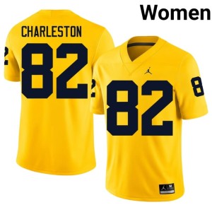 University of Michigan College Football Replica C.J. Charleston Maize Womens #82 Jerseys 884482-922