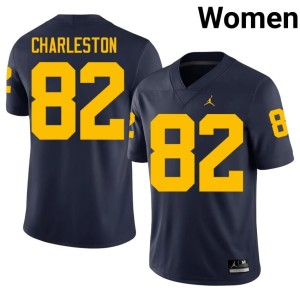 University of Michigan Navy #82 Womens College Football C.J. Charleston Replica Jerseys 790727-117