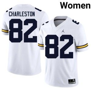 University of Michigan #82 C.J. Charleston College Football University White Womens Jerseys 192179-857