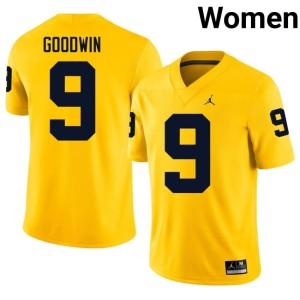 U of M #9 Women Channing Goodwin 2026 College Football Maize Jersey 208504-616
