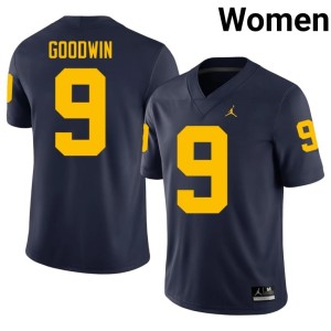 Michigan Channing Goodwin University #9 Navy Womens College Football Jersey 738194-235