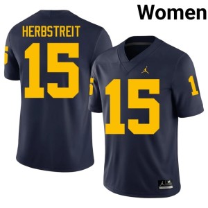 U of M #15 College Football Navy Embroidery Chase Herbstreit Women's Jerseys 125212-712