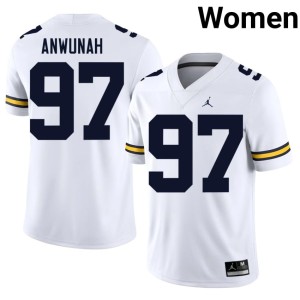 Michigan Chibi Anwunah College Football Women's NCAA White #97 Jerseys 202762-761