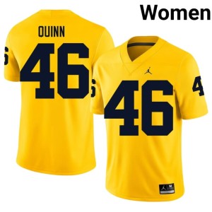 University of Michigan High School Maize #46 Crandall Quinn Women College Football Jersey 571785-431