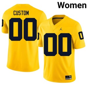Wolverines Custom College Football Women Maize #00 Stitched Jerseys 413428-787