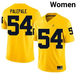 Michigan Official Deyvid Palepale College Football #54 Women Maize Jerseys 938570-406