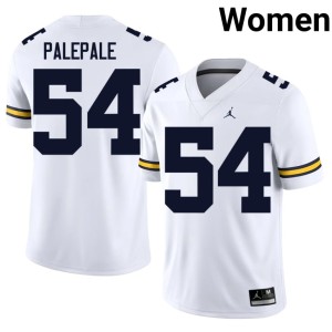 University of Michigan Wolverines College Football #54 Player Deyvid Palepale White Womens Jerseys 902605-317