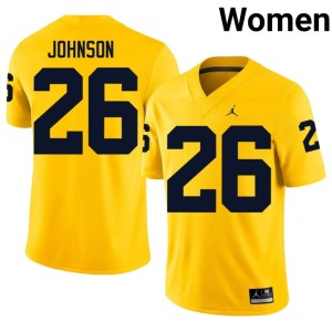 UMich #26 Donovan Johnson Limited Maize Women's College Football Jersey 664169-592