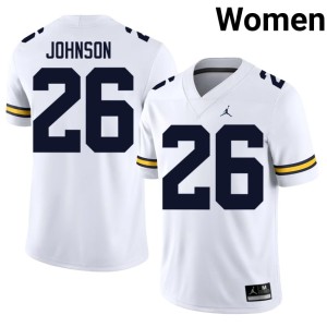 Michigan White Womens High School College Football Donovan Johnson #26 Jersey 441390-786