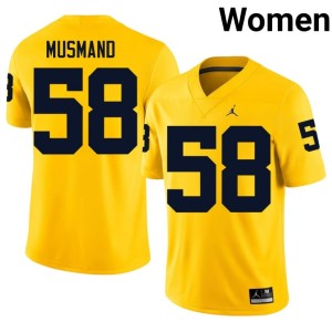 Michigan Maize College Football #58 2026 Eli Musmand Womens Jerseys 259288-233