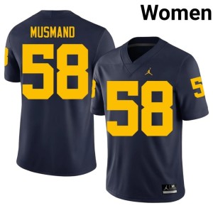 University of Michigan Women Player College Football #58 Navy Eli Musmand Jersey 634441-404