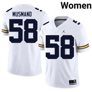 Michigan Wolverines College Football 2026-27 Womens White Eli Musmand #58 Jerseys 322357-744