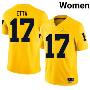 Michigan Wolverines Women's Maize 2026 College Football #17 Enow Etta Jerseys 535991-101