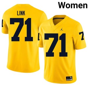 Wolverines College Football Maize 2026-27 Womens #71 Evan Link Jersey 343597-317