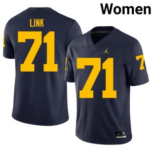 University of Michigan Wolverines #71 Women Navy College Football Evan Link Official Jerseys 415518-502