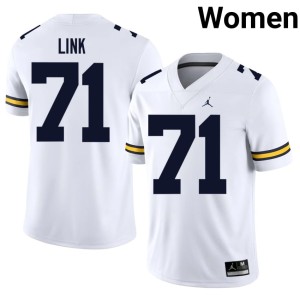 Michigan Evan Link NCAA White #71 Women College Football Jerseys 996832-319