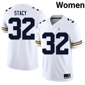Michigan Gary Stacy Women's Replica College Football #32 White Jerseys 336051-718