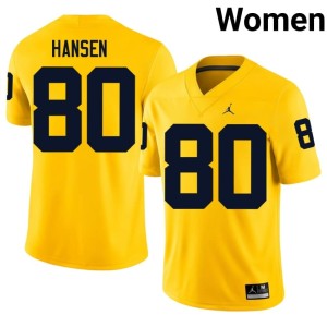 Wolverines College Football Replica Maize Hogan Hansen Women's #80 Jerseys 650355-318