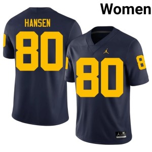 University of Michigan Women's College Football Hogan Hansen University #80 Navy Jerseys 396619-860