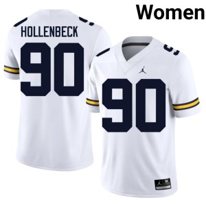 MICH Womens #90 College Football Hudson Hollenbeck Limited White Jersey 159138-105