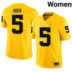 U-M Women Alumni Maize Jacob Oden College Football #5 Jersey 924935-638