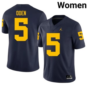 University of Michigan Navy College Football Jacob Oden Womens #5 Player Jerseys 484198-934