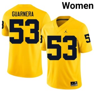 Michigan #53 Jake Guarnera Maize College Football Women Game Jersey 584580-840