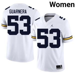 Michigan Wolverines #53 Women Stitched White College Football Jake Guarnera Jerseys 450683-760