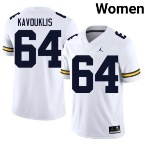 University of Michigan Wolverines Women's James Kavouklis White Replica #64 College Football Jersey 935390-425