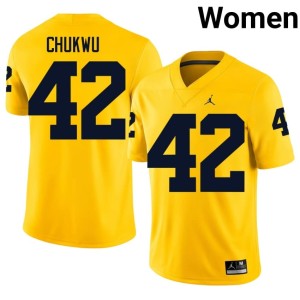 U-M Jeffrey Chukwu #42 College Football Maize Women 2026-27 Jersey 744220-880