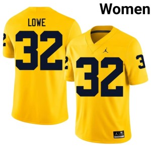 U-M Maize #32 2026 Jeremiah Lowe College Football Women Jersey 651886-402