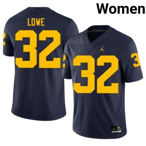 University of Michigan Navy College Football Women's Jeremiah Lowe University #32 Jerseys 720861-682