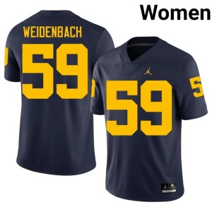 U of M Women's John Weidenbach #59 High School Navy College Football Jersey 695809-779