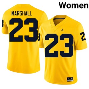 Michigan Wolverines Maize College Football Women #23 Official Jordan Marshall Jerseys 997967-393