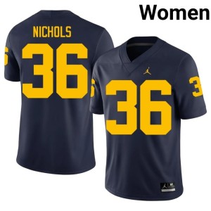 U-M Replica #36 College Football Womens Navy Joshua Nichols Jersey 274049-166