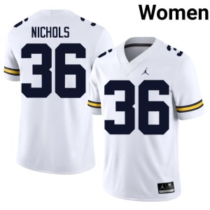 University of Michigan Wolverines Joshua Nichols Womens College Football High School #36 White Jersey 618045-583