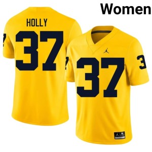 Michigan #37 NCAA Maize Julius Holly College Football Women's Jerseys 321841-770