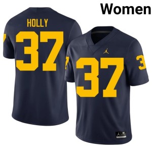 University of Michigan Julius Holly Women's College Football Navy #37 Embroidery Jerseys 885940-947