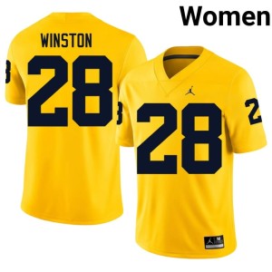 Michigan Wolverines #28 Maize Kainoa Winston Women Alumni College Football Jersey 868403-977