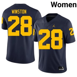 U of M College Football Navy #28 Women Player Kainoa Winston Jersey 335833-236